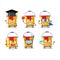 School student of yellow paint bucket cartoon character with various expressions