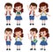 School students characters set. Student kids classmates character for back to school in standing pose.