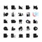 School subjects black glyph icons set on white space