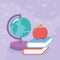 School supplies apple books globe map cartoon