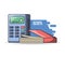 School supplies books calculator education concept