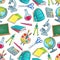 School supplies and education seamless pattern