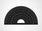 School supplies. Measuring tool. Black plastic protractor