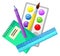 School Supplies Paintbrush and Palette Ruler Set