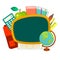 School supplies vector clip art objects.