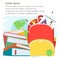 School template with backpack and books with text place.Vector Illustration.