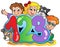 School theme with numbers