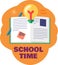 School time for learning subject lesson vector