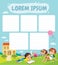 School time table template. Picture of pupils on school court yard