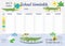 School timetable with funny crocodiles, weekly classes schedule on blackboard in cartoon style