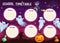 School timetable with Halloween cartoon monsters