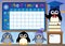 School timetable with penguins