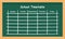 School timetable template in a green chalkboard
