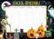 School timetable template with Halloween monsters