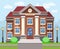 School or university building. Vector flat education concept