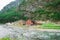 School in Village Flam in Norway. Flam village in Flamsdalen, inner end of Aurlandsfjorden, branch Sognefjorden. Wooden