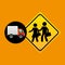 School warning traffic sign concept