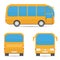 School yellow bus. Yellow bus rear, side, front