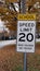 School Zone Sign in Fall