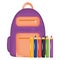 Schoolbag and colors pencils supplies