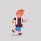 Schoolboy with backpack running back to school education concept male pupil having fun flat full length