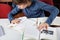 Schoolboy Reading Books In Library