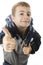 Schoolboy showing OK sign