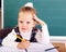 Schoolchild in classroom.