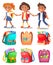 Schoolchildren Hold Hands, Backpacks with Supplies