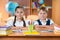 Schoolchildren during lesson in classroom at school