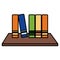 Schooldesk wooden with pile books