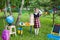 Schoolgirl child kid girl holding a huge pack of books with her