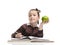 Schoolgirl with a green apple