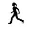 Schoolgirl running profile view vector isolated silhouette