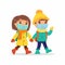 Schoolgirl and schoolboy going to school flat vector illustration.