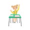 Schoolgirl Sitting Behind The Desk In School Class Raising Hand Wanting To Answer Illustration, Part Of Scholars