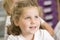 Schoolgirl sitting in primary class