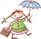 Schoolgirl with an umbrella