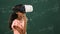 Schoolgirl in VR headset