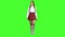 Schoolgirl walks with a backpack on her shoulders and waves her hand. Green screen