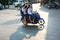 Schoolgirls on motorbike