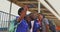 Schoolgirls taking selfies in the playground at a township school 4k