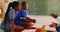 Schoolgirls talking during a break at a township school 4k