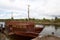 The schooner at the dock on the Neva River near the fortress Shlisselburg