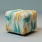 Schuyler\\\'s 3d Cube Ottoman: Light Yellow And Teal Texture Experimentation