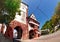 Schwabentor city gate with archway and clock tower