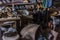 Schwaebisch Hall, Wackershofen, Germany - 15 October 2019: View into a shoemakers workshop with many old shoes and