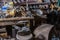 Schwaebisch Hall, Wackershofen, Germany - 15 October 2019: View into a shoemakers workshop with many old shoes and