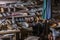 Schwaebisch Hall, Wackershofen, Germany - 15 October 2019: View into a shoemakers workshop with many old shoes and