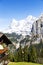 Schwarzmonch peak in Berner oberland looking from murren village with Eiger, Monch and Jungfraujoch